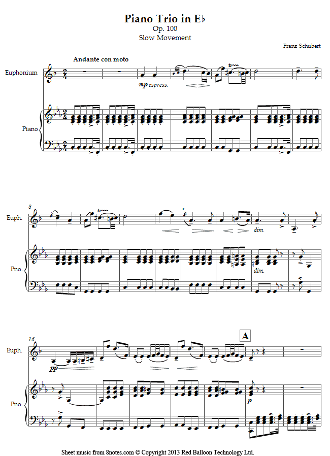 Schubert Piano Trio in Eb Op.100 Slow movement (arranged for