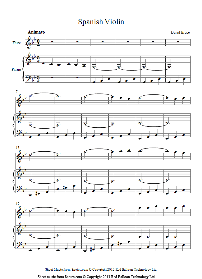 flute spanish violin sheet music
