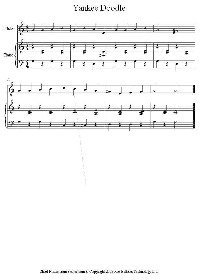 Yankee Doodle sheet music for Flute