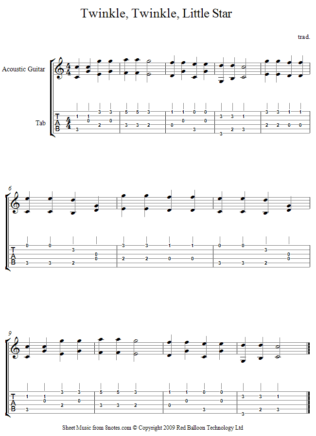 Twinkle, Twinkle, Little Star sheet music for Guitar
