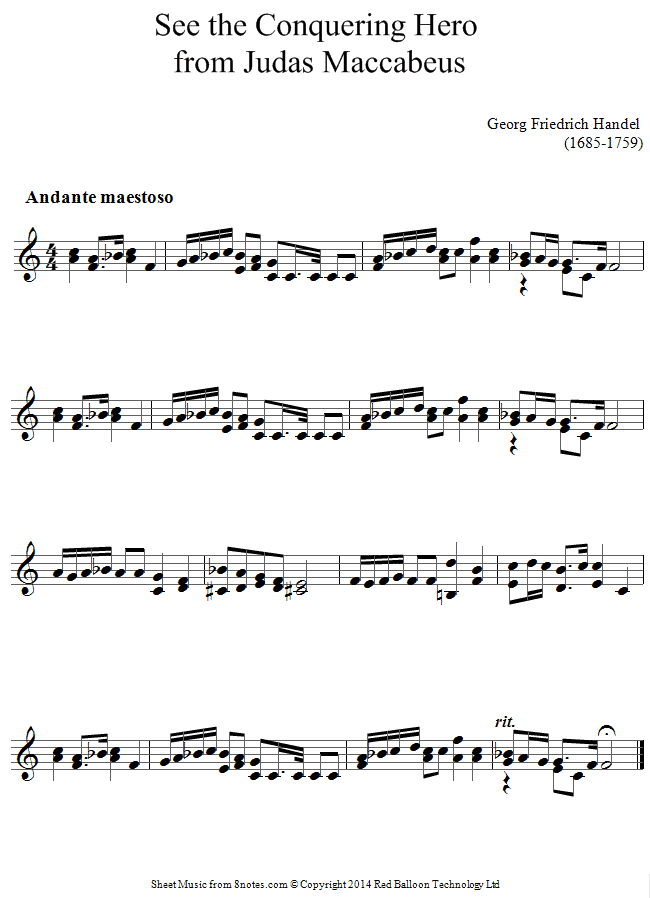 Handel See the Conquering Hero from Judas Maccabeus (Xylophone) sheet