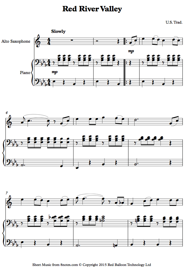 Red River Valley sheet music for Saxophone
