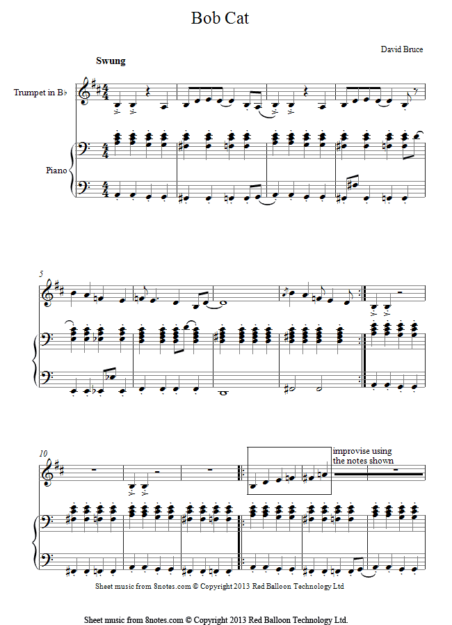 David Bruce Bob Cat sheet music for Trumpet