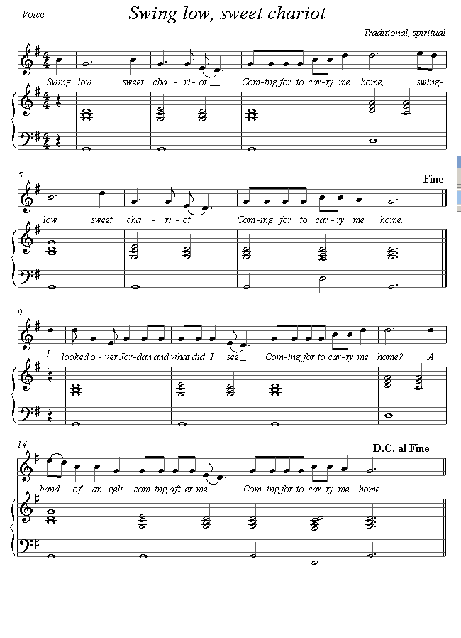 Swing Low, Sweet Chariot sheet music for Voice