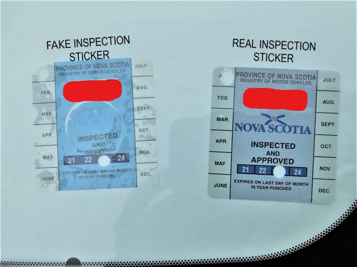 New Glasgow Regional Police charge man with having a fake Inspection