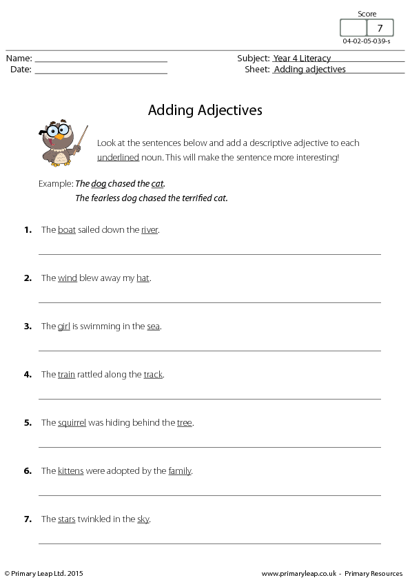 Adding Adjectives Worksheets 99Worksheets
