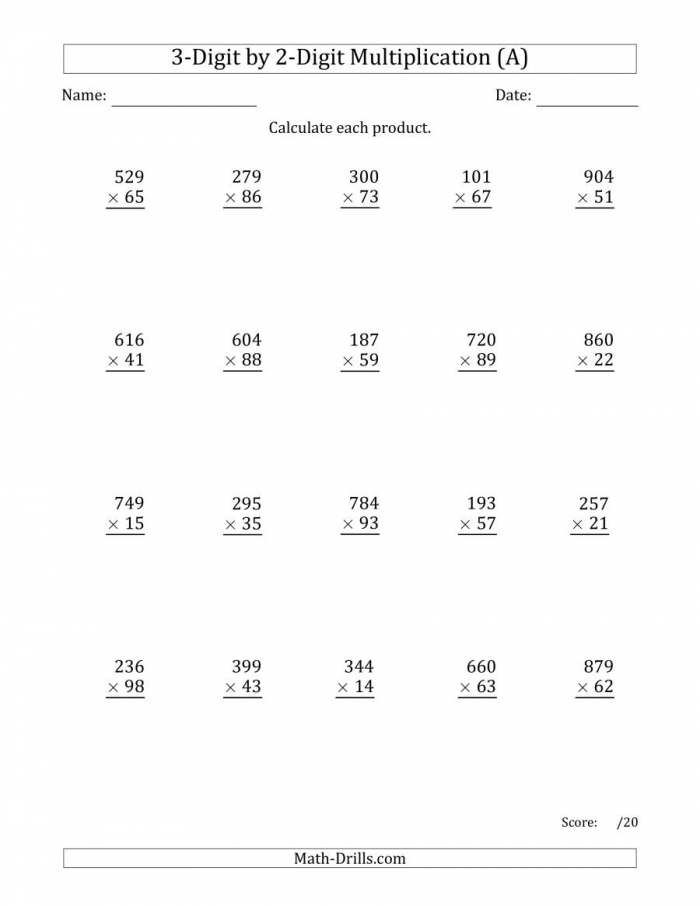 2-Digit Multiplication Worksheets | 99Worksheets
