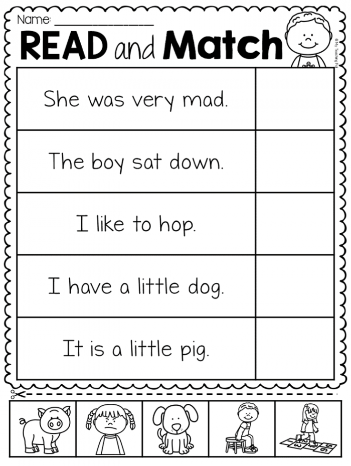 Read And Match Worksheets | 99Worksheets