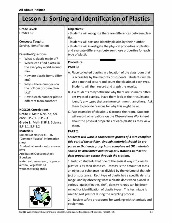 All About Plastic Worksheets 99Worksheets