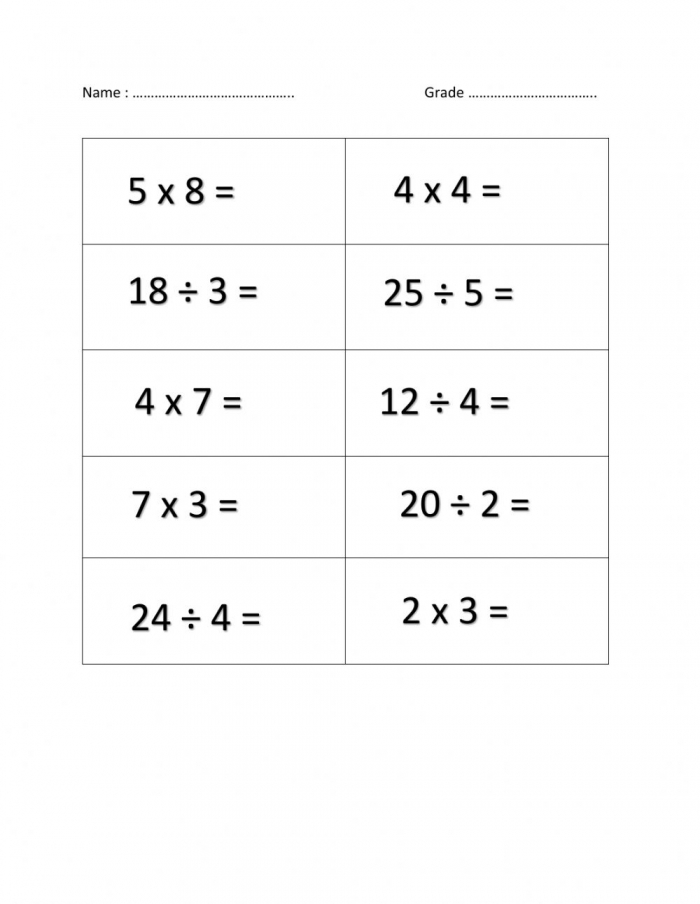 Multiplication And Division Review Worksheets | 99Worksheets