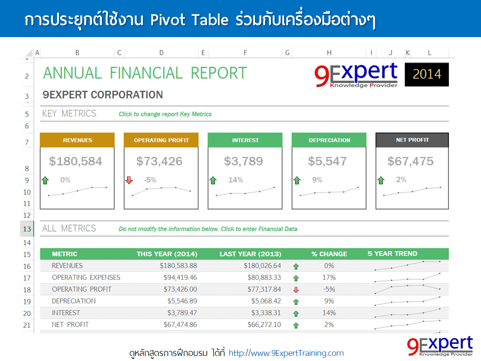 หลักสูตร Advanced Pivot Table and Pivot Chart with Microsoft Excel 2016