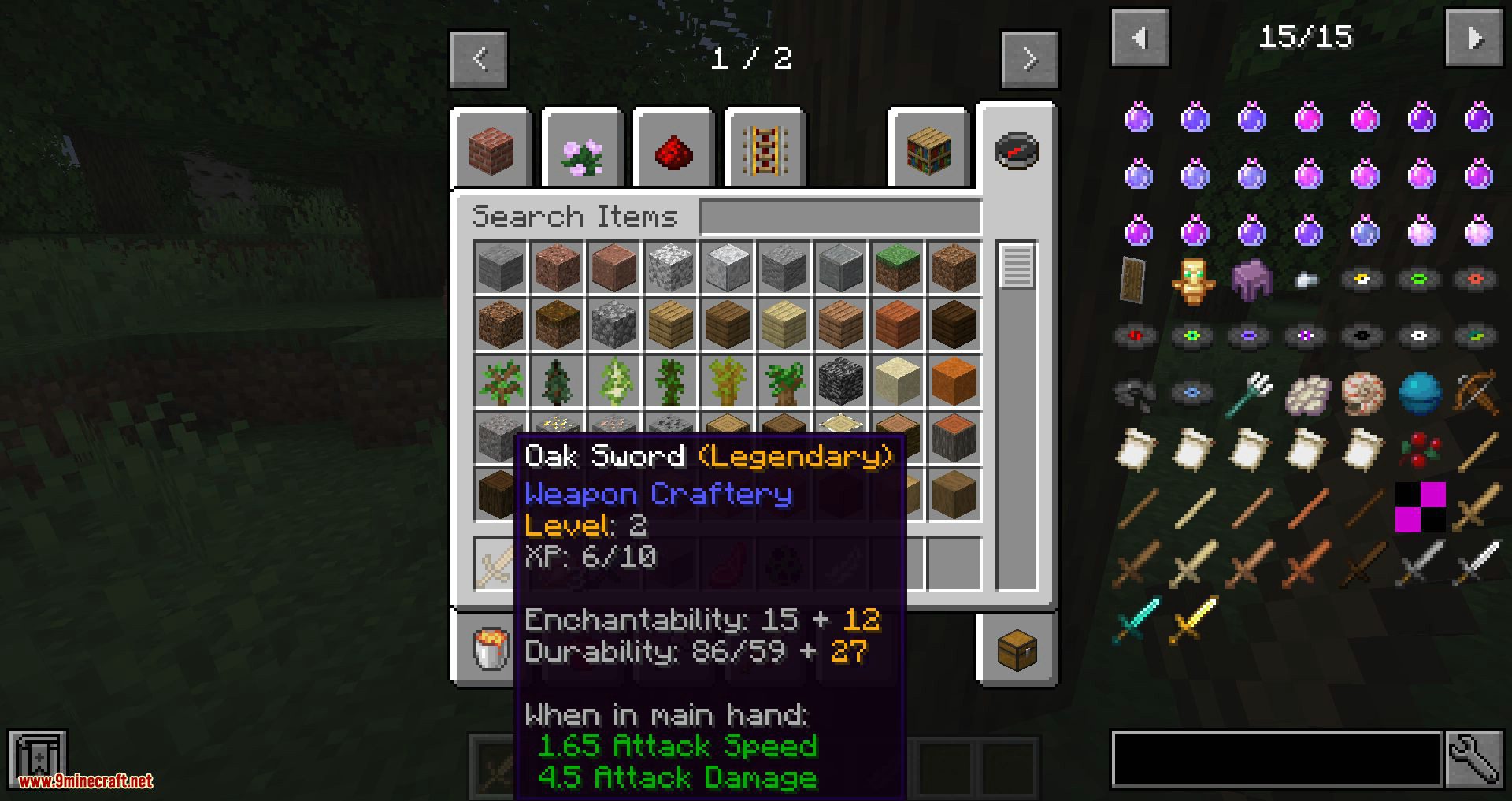 Weapon Craftery Mod 1.14.4/1.14.3 (Weapons with Level and Rarity System