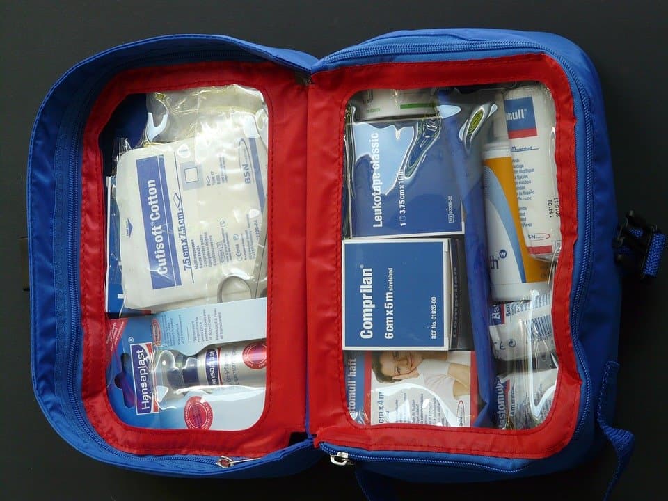 Inside of a travel First Aid Kit