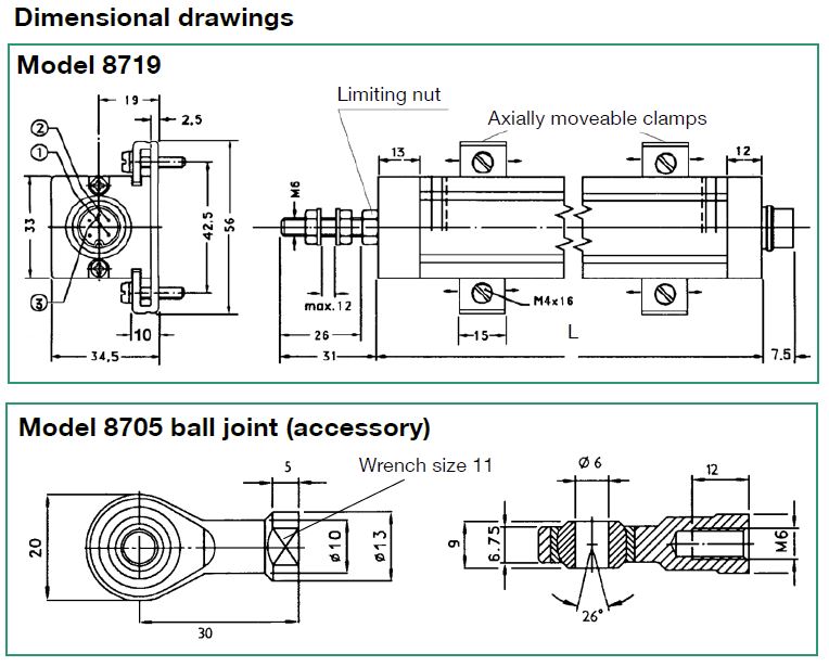 8719 Potentiometric Linear Displacement Sensor
