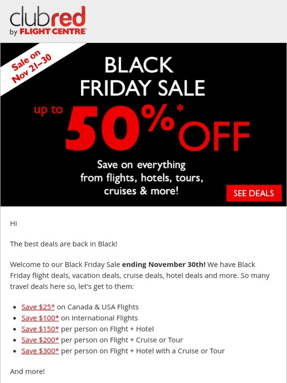 Black friday canada flight deals Soldes en image