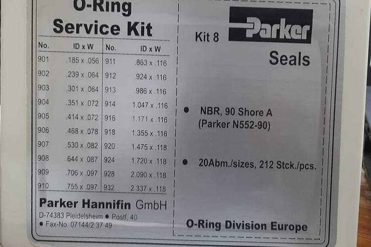 Parker ORing Kit Kit 1 2 3 4 5 6 7 8 A2Z SEALS