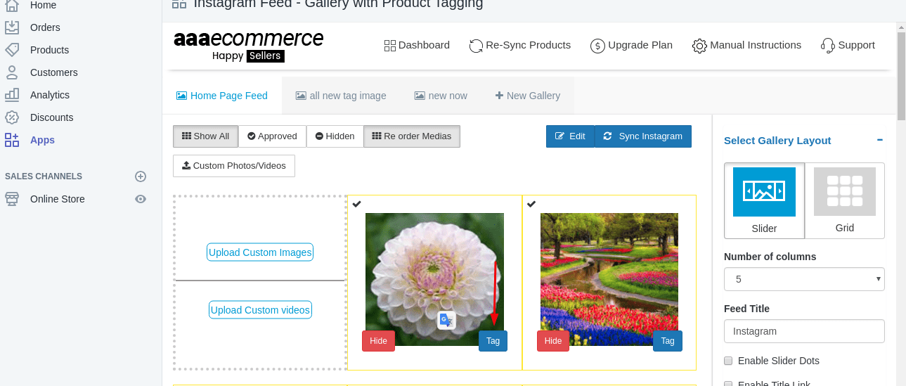 How to remove products tag from the Instagram gallery?