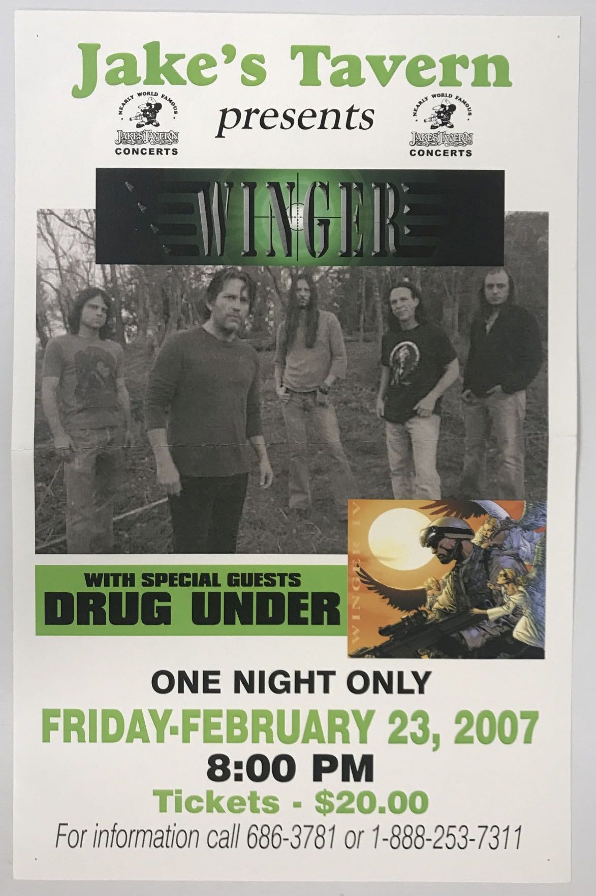 AACS Autographs Winger Unsigned Original 11x17 Concert Poster