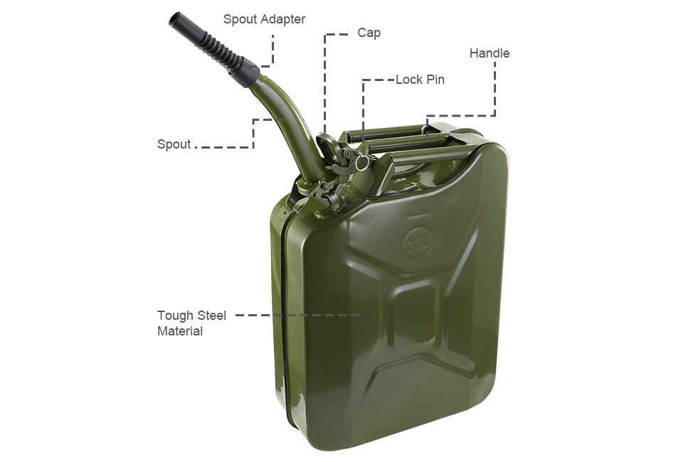 20L Gas Can 5 Gallon Spill Proof Gasoline Fuel Jerry Can Heavy Duty