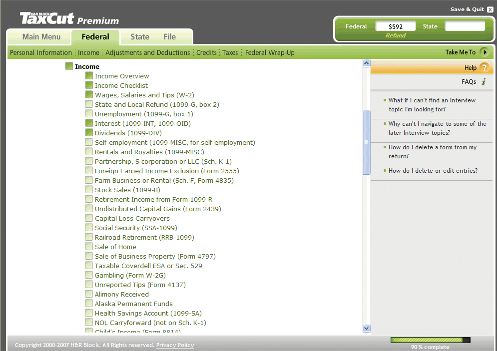 TaxCut Premium vs. TurboTax Premier AAII