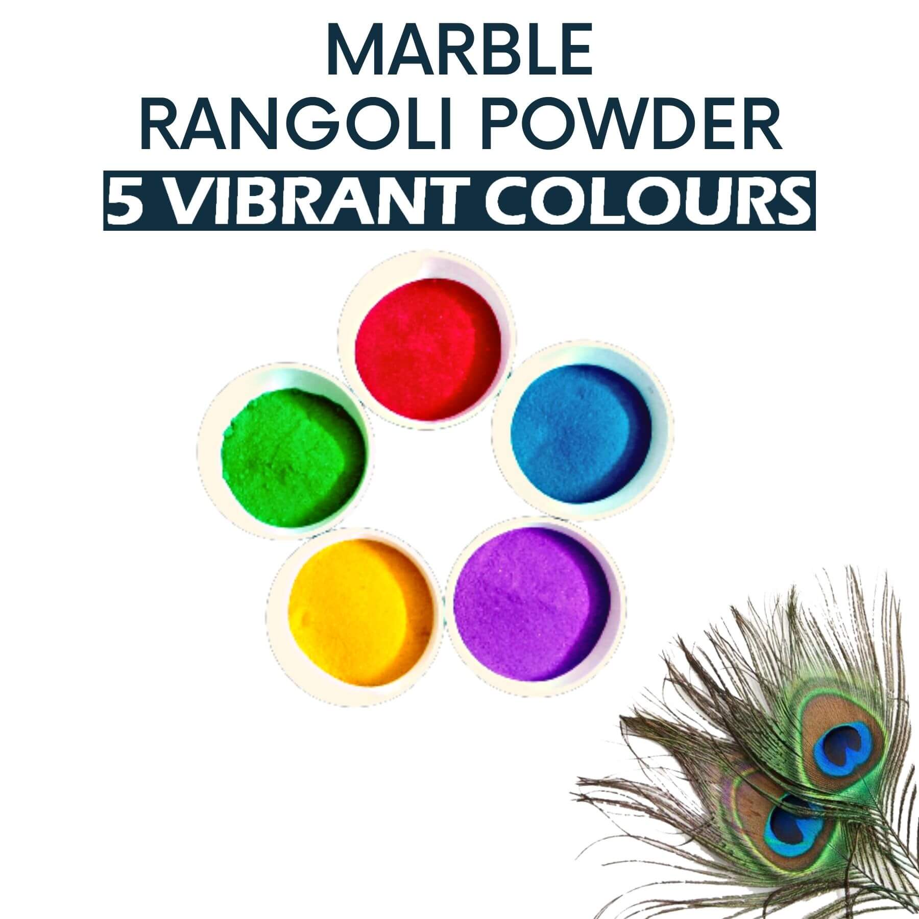 Marble Rangoli Powder 5 Vibrant Colours(Each 200g) 1Kg Pack