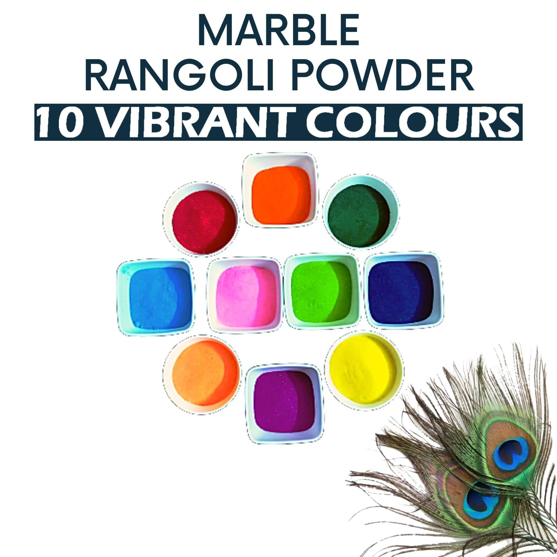 Marble Rangoli Powder 10 Vibrant Colours(Each 200g) 2Kg Pack