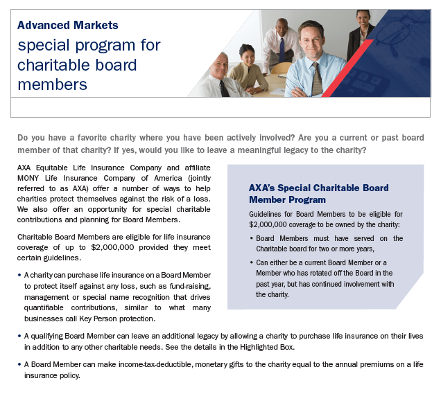 Charitable Board Member Program from AXA Aaron Advantage Agency