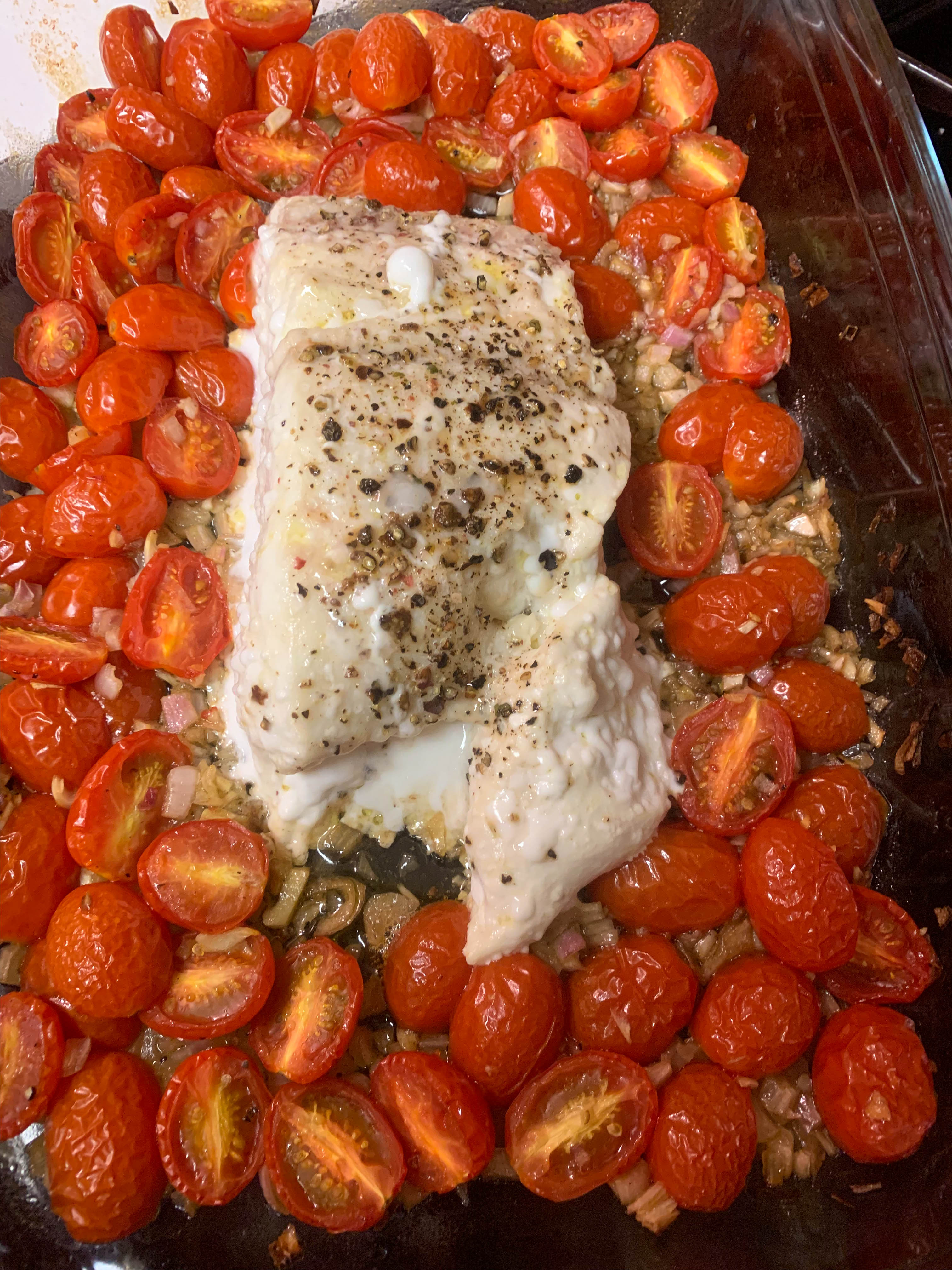 Halibut or Cod with Cherry Tomatoes and Roasted Kale A Balanced You