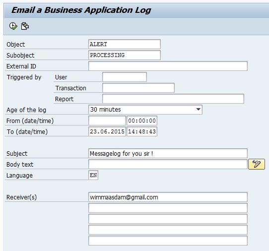 Mail an application log (BAL)