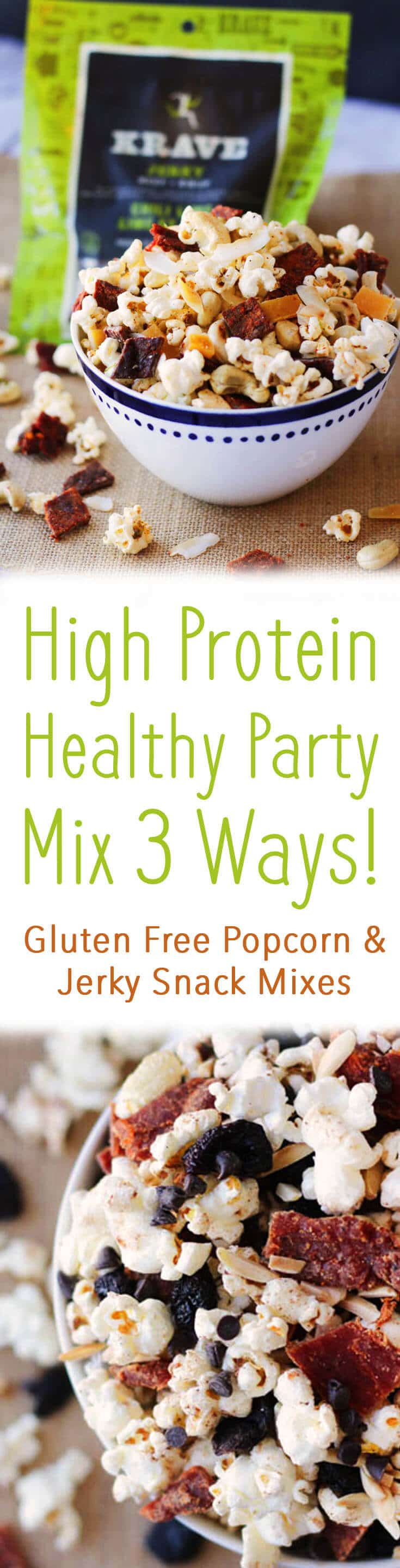 High Protein Healthy Party Mix 3 Ways! Gluten Free Popcorn & Jerky