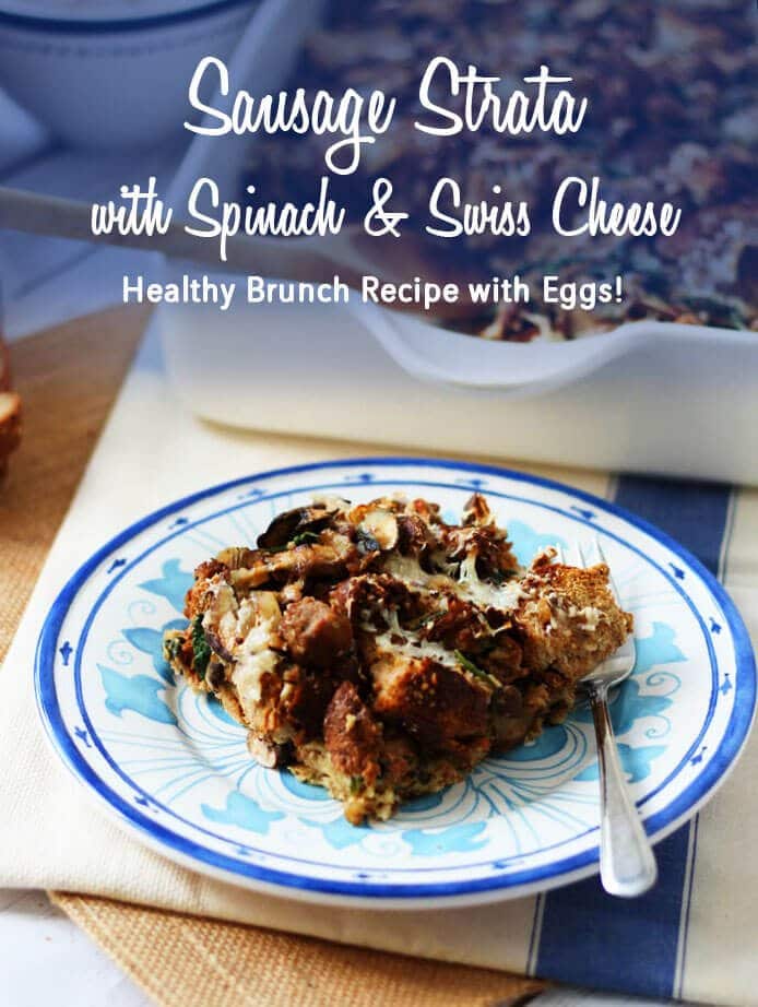 Sausage Strata with Spinach and Swiss Cheese Healthy Brunch Recipe with Eggs! Abbey's Kitchen