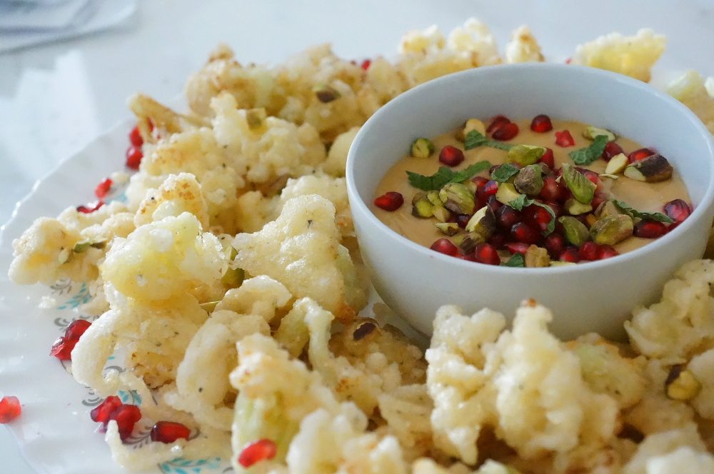 Middle Eastern Fried Cauliflower with Pomegranate Aioli Abbey's Kitchen