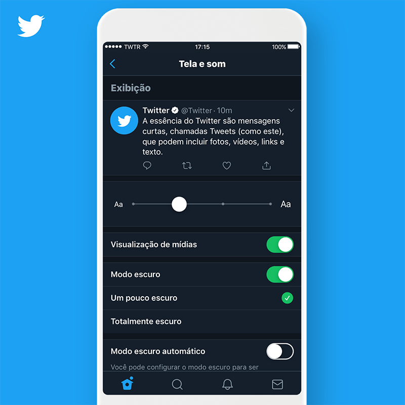 Twitter lança novas opções para o Modo Escuro de seu aplicativo ABC