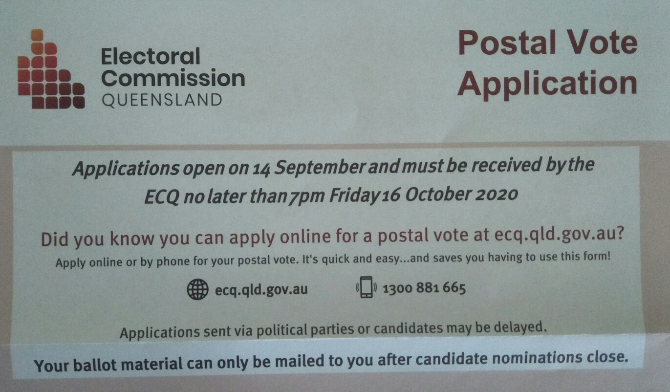 Queensland Election Postal Vote 2020 Australian Information