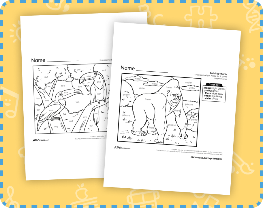 Color by Sight Words Kindergarten ABCmouse