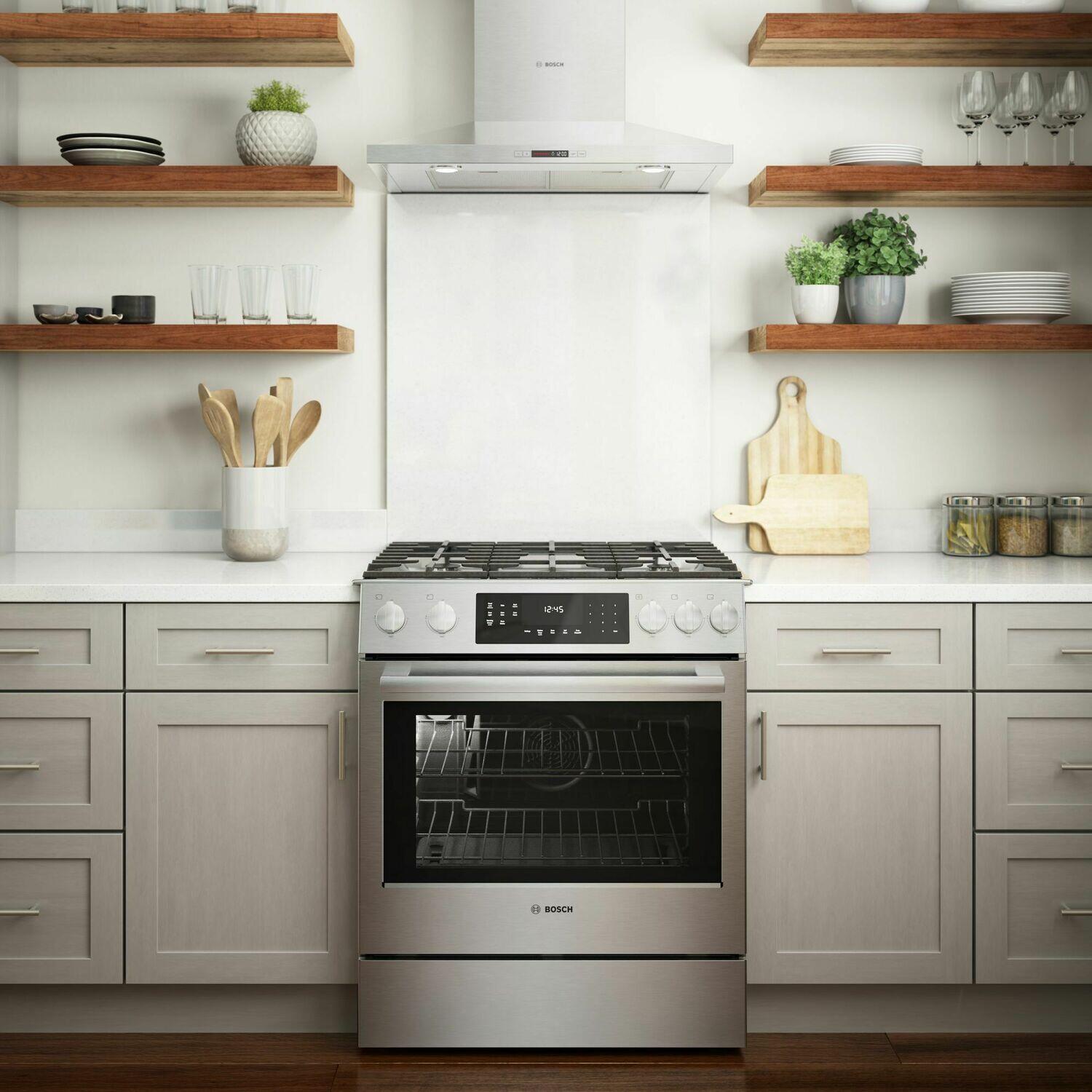 BOSCH 30" Gas Slidein Range with Warming drawer HGI8056UC ABC Warehouse