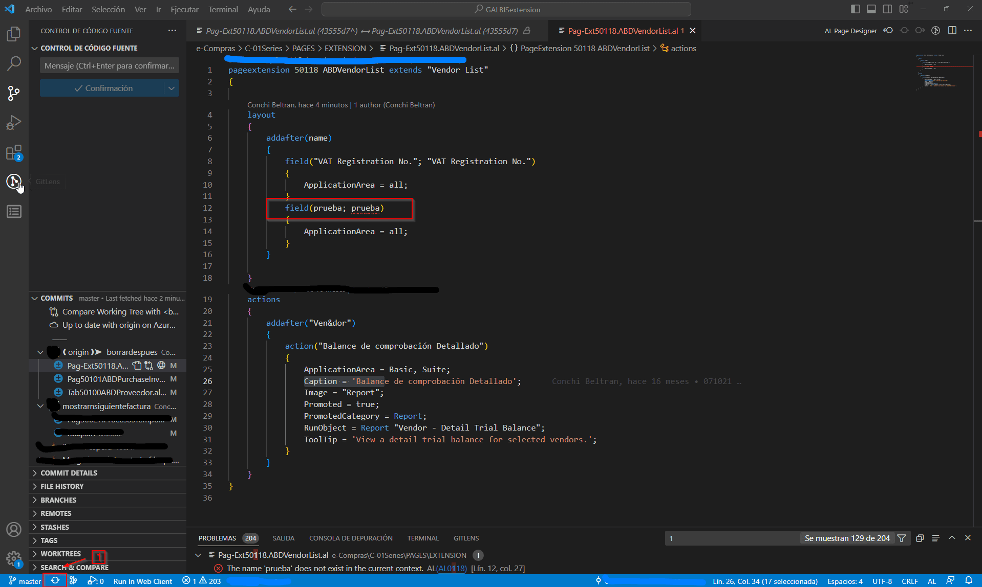 GitLens Error cuando trabajamos con Git en Visual Studio Code ABD