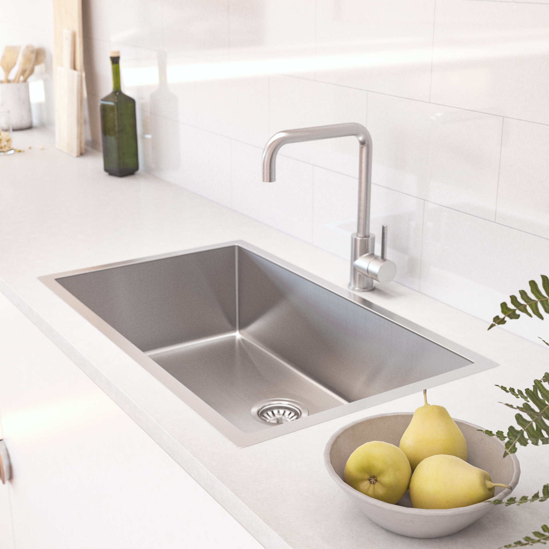 Vari Single Sink 750mm Stainless Steel (Rack/Overflow) (NZ) ABI