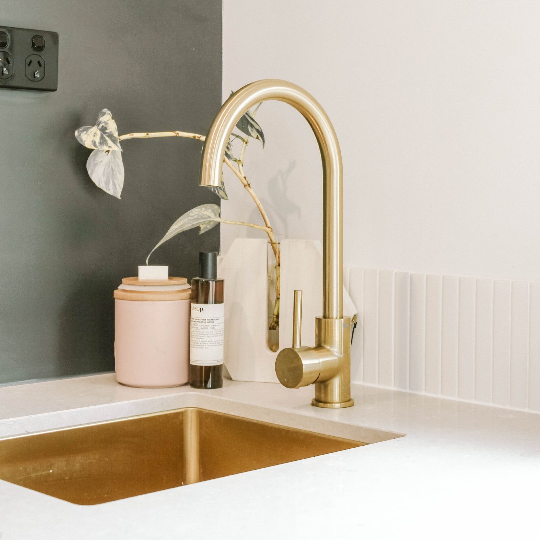 Brushed burnished brass tapware mixers showers sinks Australia