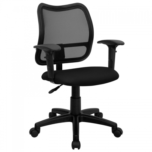 Flash Furniture MidBack Mesh Task Chair with Black Fabric Seat and