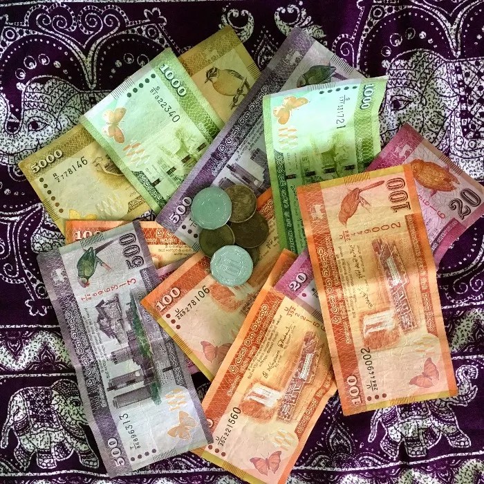 Sri Lankan Money A Broad on a Board