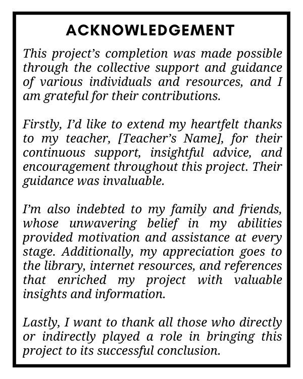 Acknowledgement for Business Studies Project (7 Samples)