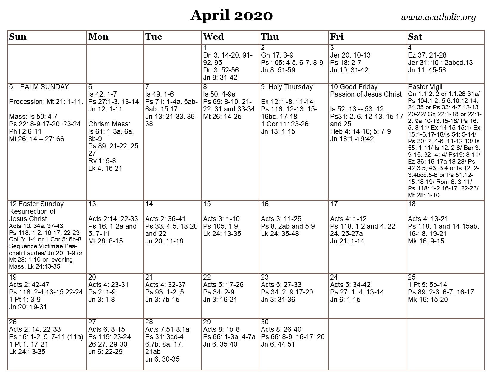 usccb readings calendar 2023 Monthly Calendar of the Catholic Daily Mass Readings