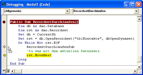 Debugging im VBAEditor [Access im Unternehmen]