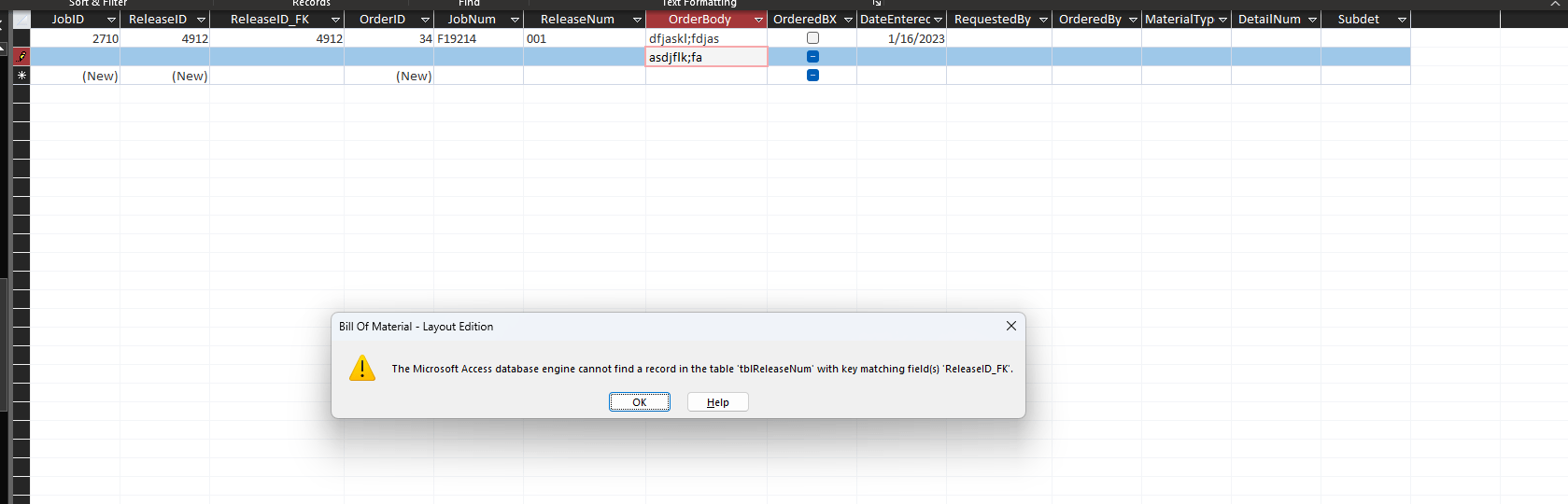 access database engine cannot find a record Query or join wrong