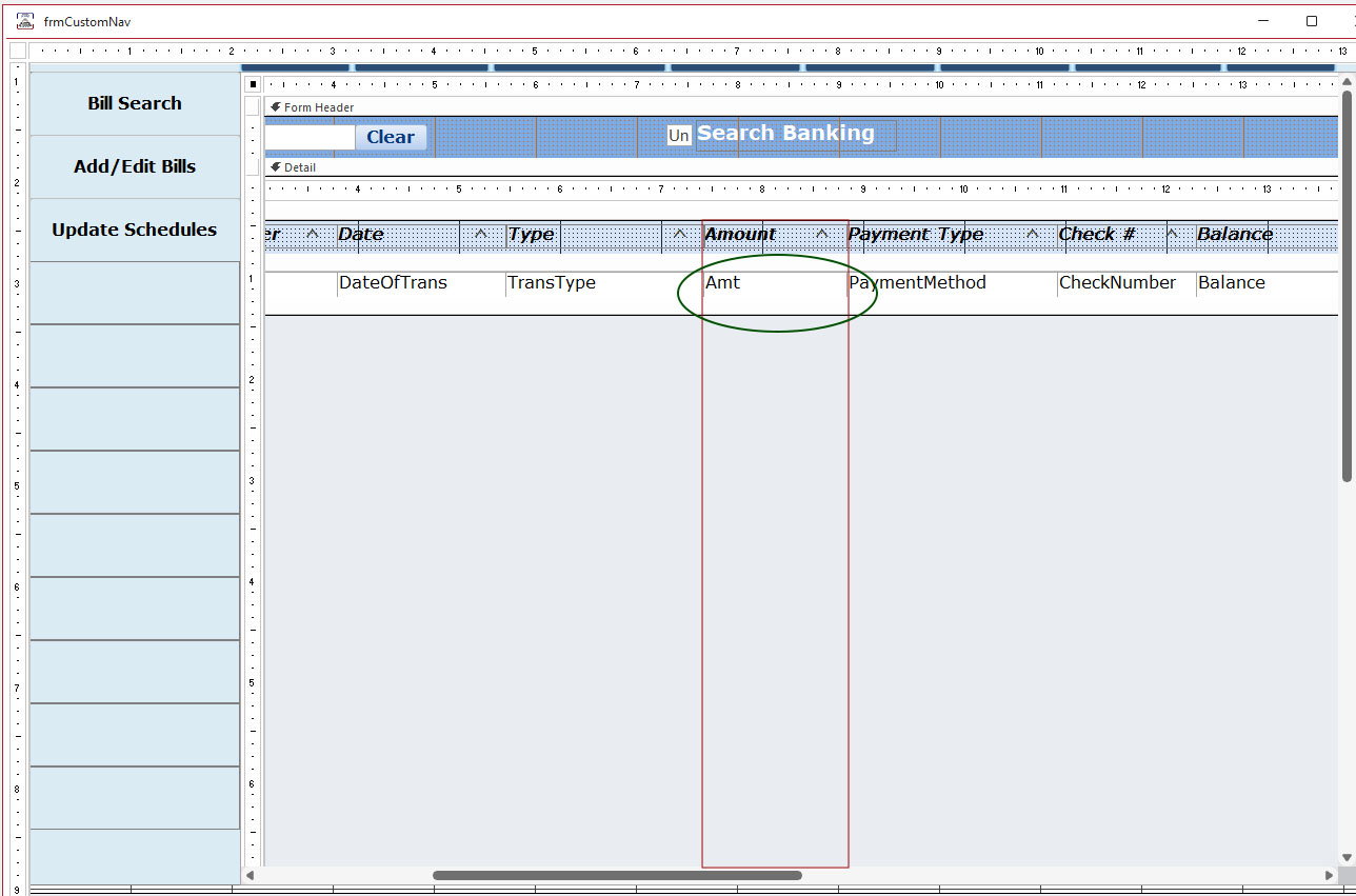 MS Access Continuous Form one columns field is not displaying Access