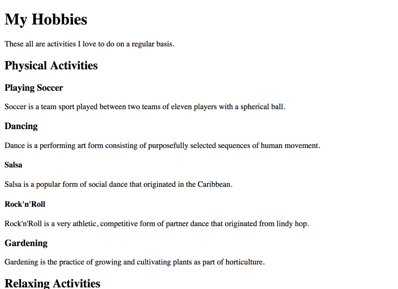 General good headings example ADG