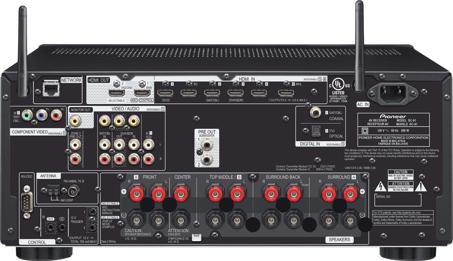 PIONEER Elite SC91 7.2Ch x 130 Watts Networking A/V Receiver