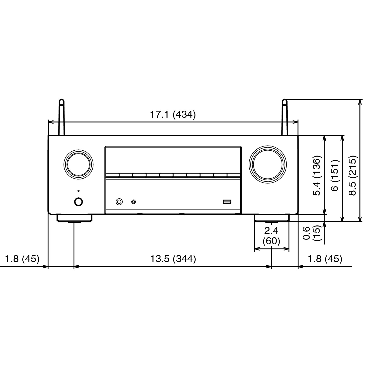 DENON AVR-X1700H 7.2-Ch x 80 Watts 8K A/V Receiver w/HEOS