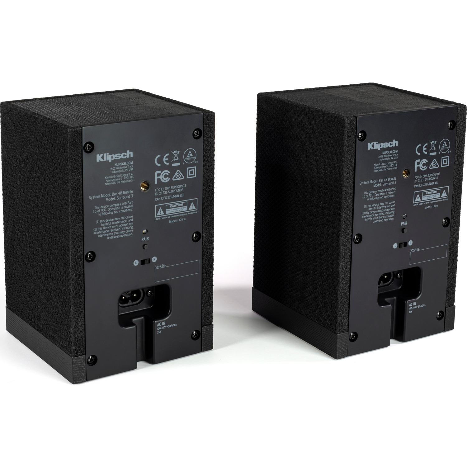 KLIPSCH Surround 3 PAIR Wireless Rear Speakers for Klipsch BAR48